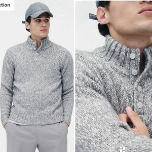 Naadam Men Luxe Collection Luxe Marled Button Pullover Sweater NWT S